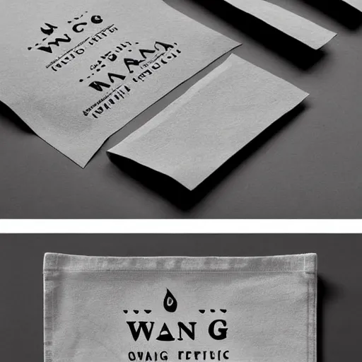 Prompt: creative logotype design printed on paper for disposable plastic bag company called wang that represents high quality and efficiency, modern, fresh cool colors, trending on pinterest