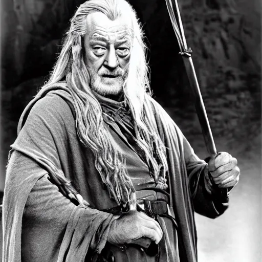 Image similar to john wayne playing gandalf in lord of the rings