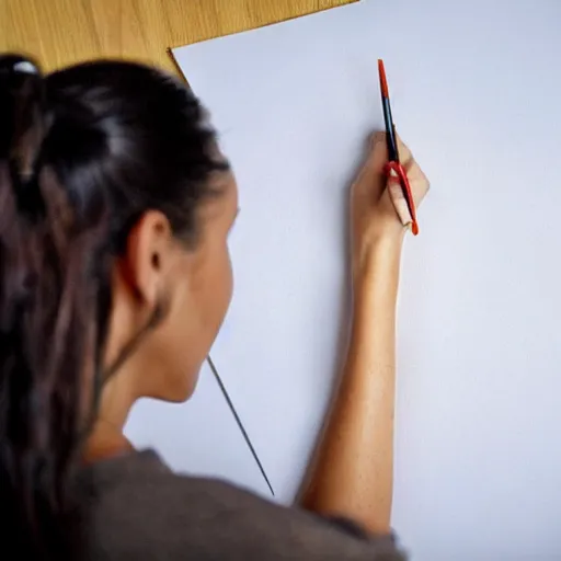 Prompt: a women drawing a picture of a women drawing a picture.