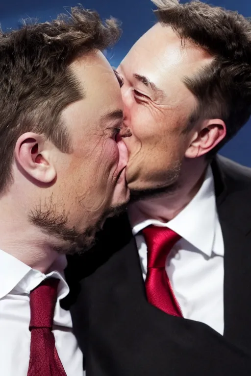 Image similar to elon musk kissing jeff besos