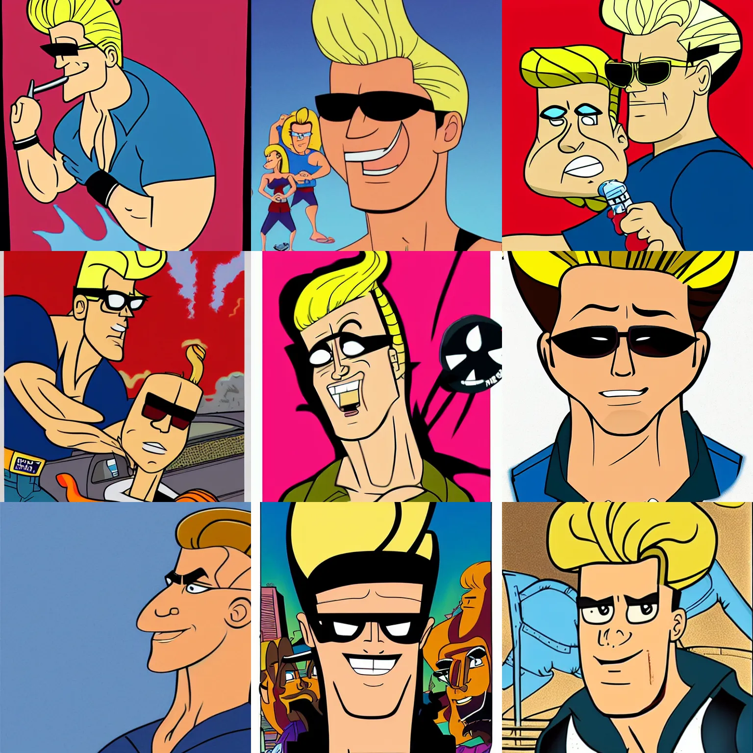 Prompt: johnny bravo, by mike judge