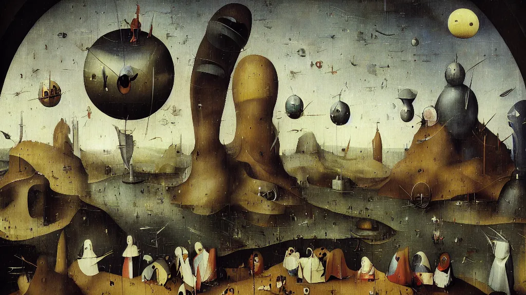 Image similar to a beautiful digital painting digital render of a futuristic spaceport. hieronymus bosch