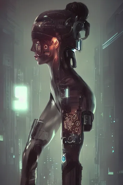 Image similar to body with head and feet and shoes and hands, cyberpunk, female character, beautiful head, nice legs, concept art, artstation, intricate details, dramatic lighting