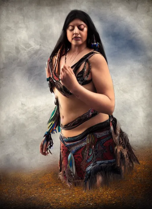 Image similar to acceptance, surrender, letting go, indigenous woman relaxing, matte painting, fantasy art