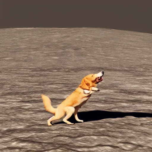 Image similar to a dog dancing on the moon, realistic, 8 k