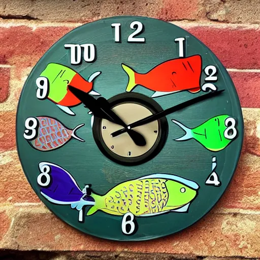 Prompt: fish clock