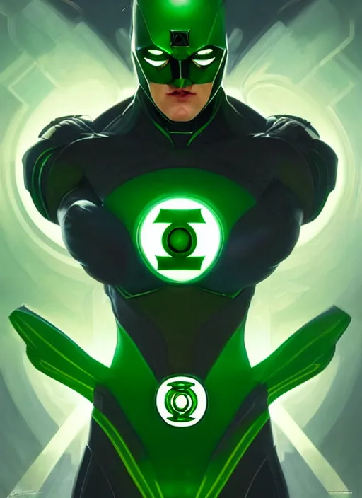 Image similar to symmetry!! green lantern, sci - fi, global illumination!! intricate, elegant, highly detailed, digital painting, artstation, concept art, smooth, sharp focus, illustration, art by artgerm and greg rutkowski and alphonse mucha