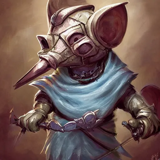 Prompt: cute little anthropomorphic rat king cercaria sustainer wearing sabre of the hobgoblin, tiny, small, miniature animal, baby animal, short, pale blue armor, cute and adorable, pretty, beautiful, DnD character art portrait, matte fantasy painting, DeviantArt Artstation, by Jason Felix by Steve Argyle by Tyler Jacobson by Peter Mohrbacher, cinematic lighting