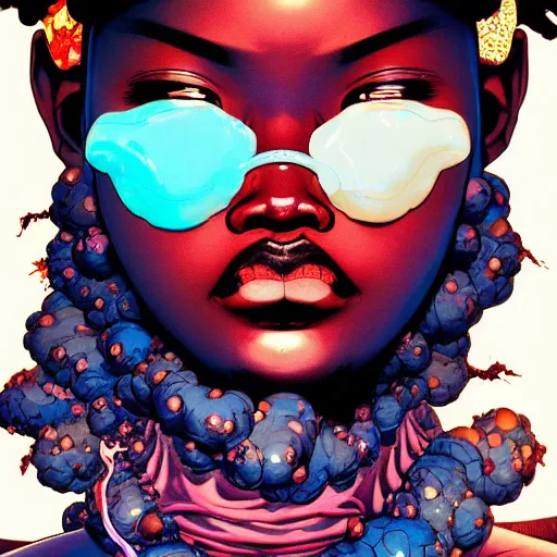 Image similar to citizen afropunk soft light painted by james jean and katsuhiro otomo and erik jones, inspired by akira anime, smooth face feature, intricate oil painting, high detail illustration, sharp high detail, manga and anime 1 9 9 9