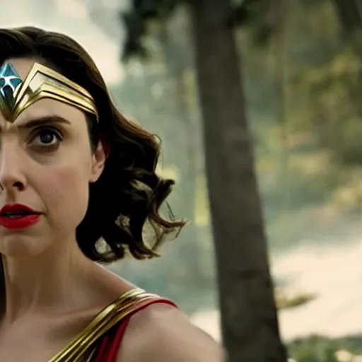 Prompt: Alison Brie as Wonder Woman, movie screenshot