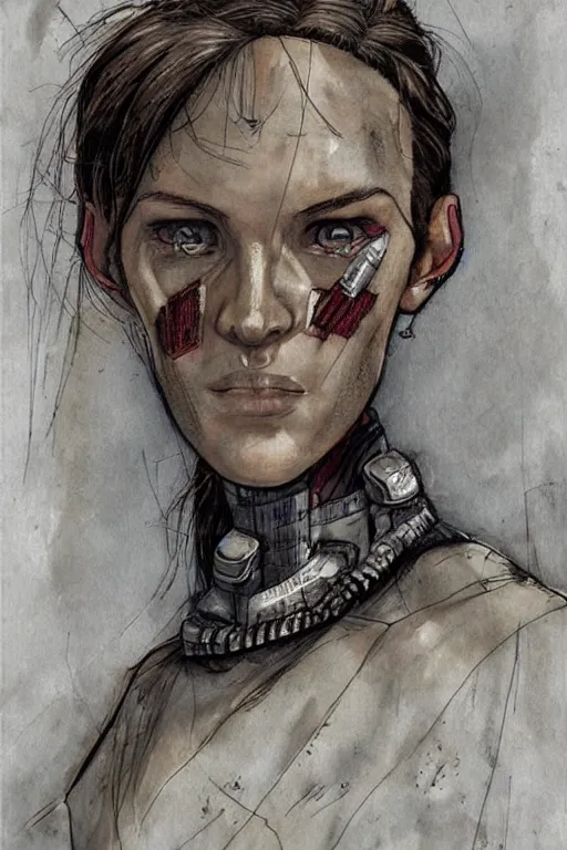 Image similar to portrait fashion model cyborg artwork by enki bilal