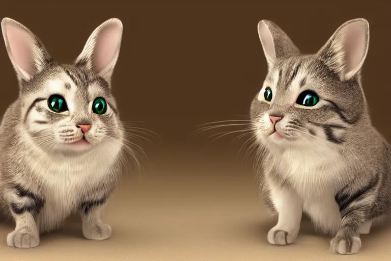 Prompt: a cat bunny, bright, 8 k photorealistic, hd, high details, trending on artstation