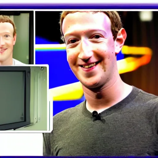 Prompt: mark zuckerberg is inside a computer monitor, wishing handsome bearded man happy birthday, confetti, cake, balloons, the words happy birthday wilson