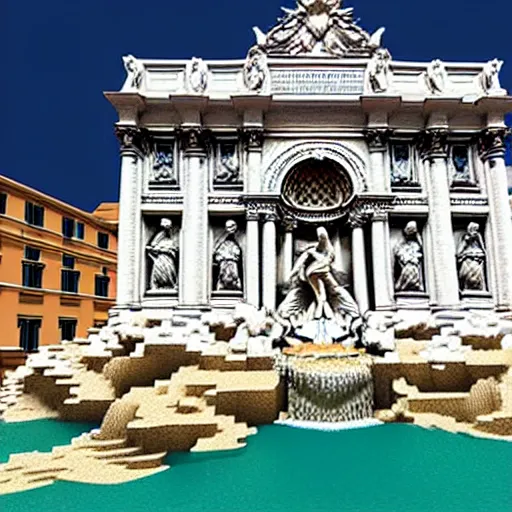 Image similar to Trevi Fountain in Minecraft