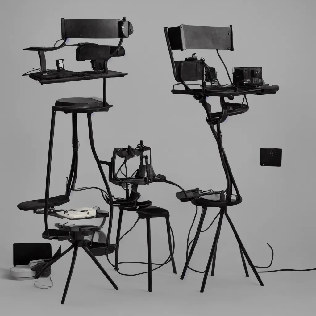 Prompt: product photography teenage engineering electric chair, dieter rams, jonothan ive, vintage