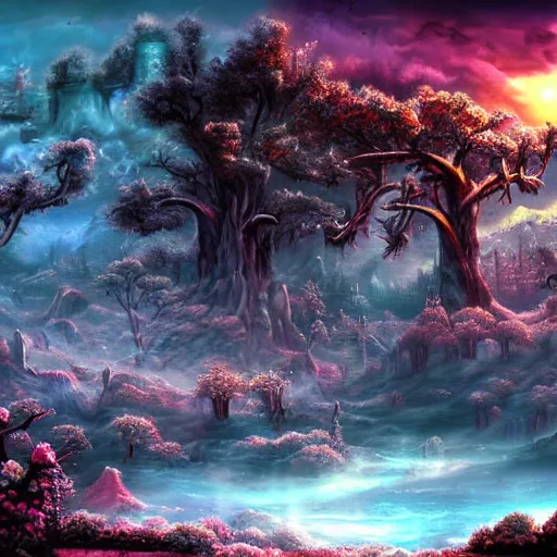 Prompt: fantasy wonderland landscape