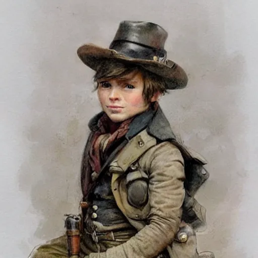 Image similar to (((((portrait of boy dressed as steampunk explorer in an actionpose . muted colors.))))) by Jean-Baptiste Monge !!!!!!!!!!!!!!!!!!!!!!!!!!!