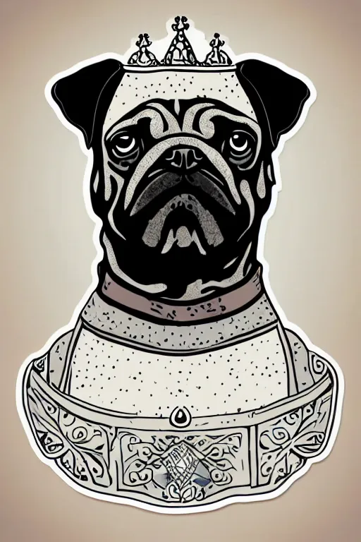 Image similar to Portrait of a pug as the pope, medieval, sticker, colorful, illustration, highly detailed, simple, smooth and clean vector curves, no jagged lines, vector art, smooth