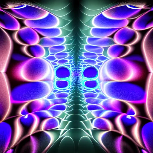 Image similar to 3 d rendering of the vast pulsating fractal portal at the psychedelic event horizon directed by col price, trending on artstation