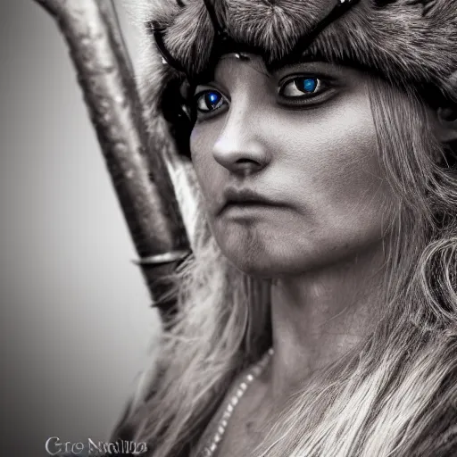 Prompt: real photo of a beautiful viking queen, macro 20mm