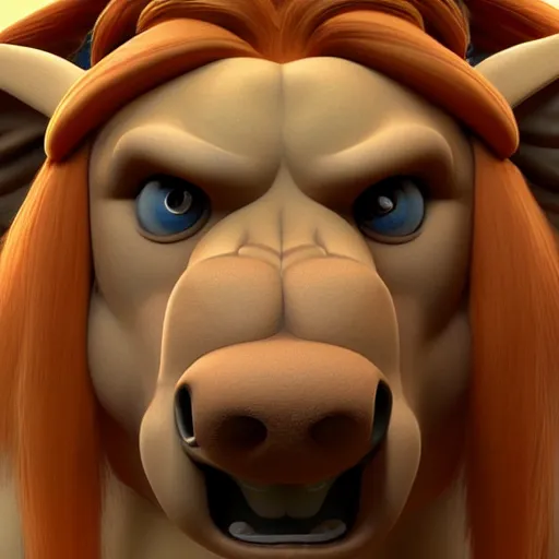 Image similar to a 3 / 4 portrait of silly hercules, by antonio mello, 3 d nft, cgsociety, rendered in maya