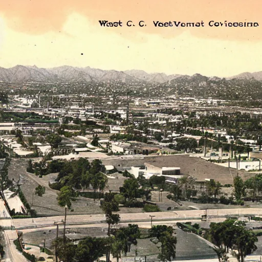 Prompt: picture postcard of West Covina, California