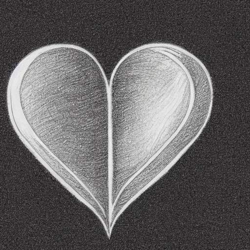 Image similar to pencil line drawing, black and white, clean, logo of an heart with a stylized human body form inside