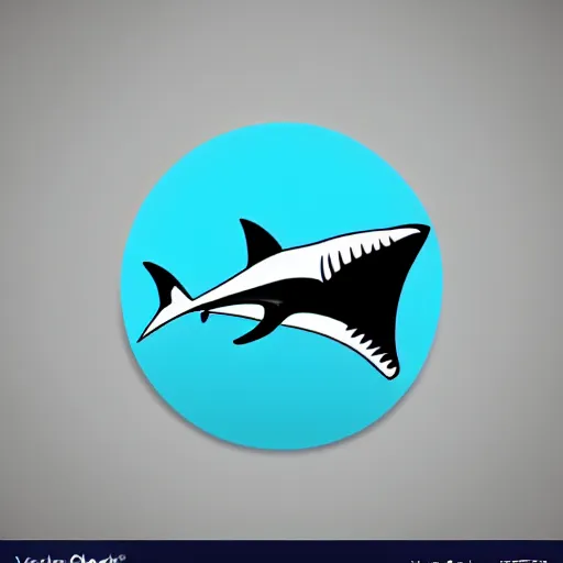 Prompt: circular shark icon, minimalist, vector