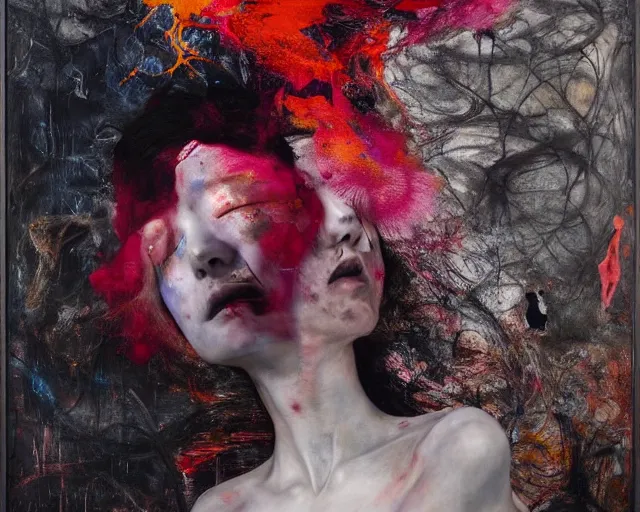 Prompt: eternal eclipse, a brutalist designed, rich deep vivid colours, monia merlo, painted by francis bacon, michal mraz, adrian ghenie, nicola samori, james jean!!! and petra cortright, part by gerhard richter, part by takato yamamoto. 8 k masterpiece.