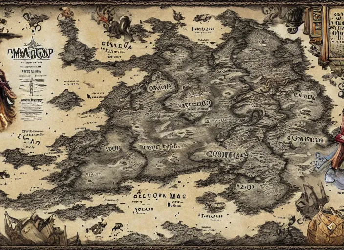 Image similar to dramatic map over fantasy world