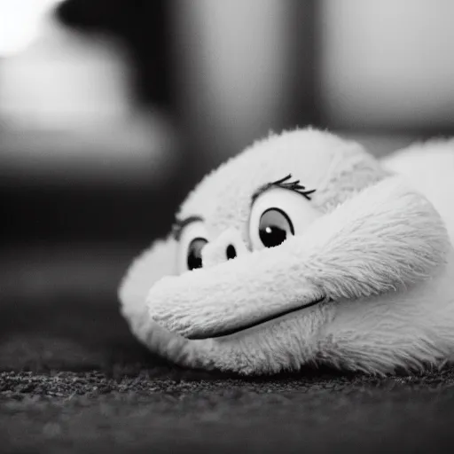 Image similar to realistic photograph of donald duck struggling to fall asleep, grumpy 2 4 mm f 1. 6