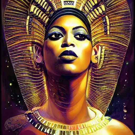 Prompt: a portrait of beyonce as an egyptian goddess by karol bak, christopher balaskas, umberto boccioni and charlie bowater