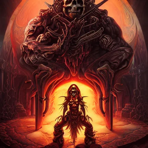 Prompt: heavy death metal album cover detailed poster art style by hybrid from Doom and art direction by Darius Zawadzki ;by artgerm; wayne reynolds art station; cinematic quality character render; low angle; ultra high quality model; production quality cinema model;