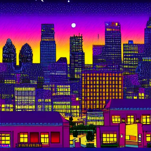 Prompt: cat overlooking bustling downtown city at night, pixel digital artstyle HD