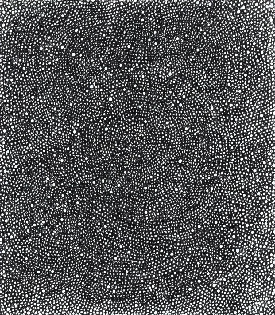 Image similar to a beautiful painting of the universe drawn in a pattern small circles, galaxies, pointilism, rough charcoal sketch, black dots