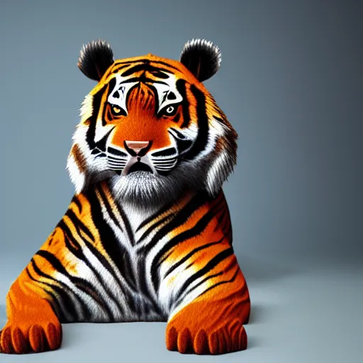 Image similar to hyper realistic image of an origami tiger, life sized