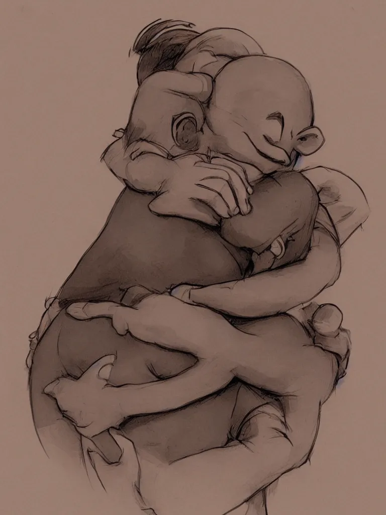 Image similar to hug by Disney Concept Artists, blunt borders, rule of thirds