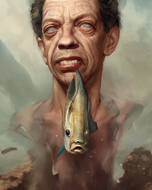 Prompt: don knotts, half man half fish, lovechild don knotts and fish, don knotts and fish hybrid, fantasy character portrait, ultra realistic, concept art, intricate details, highly detailed by greg rutkowski, gaston bussiere, craig mullins, simon bisley