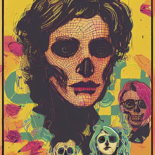 Image similar to portrait skull girl by hockney, tom whalen, laurie greasley, jc leyendecker and singer sargent