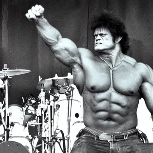 Image similar to hulk performing at woodstock