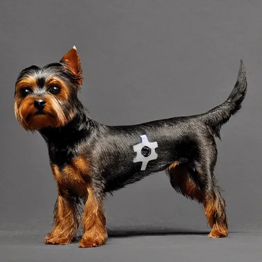 Prompt: Battle-worn Yorkie dog soldier, brave, elegant, intricate, smooth, deadly