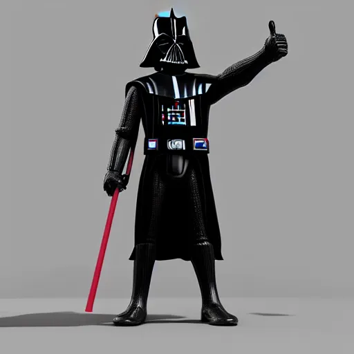 Prompt: pixar darth vader giving two thumbs up, render, 3d modelling,