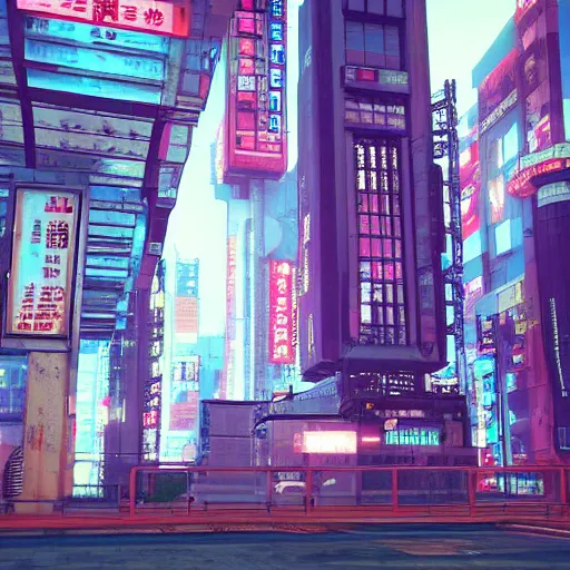 Prompt: “looking at the entrance to a Megabuilding 01. Street level. 2077 Photomode in the architectural style of Neo-Tokyo. 8k ”