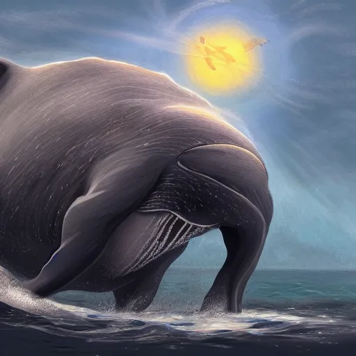 Prompt: a whale that is mutated with a buffalo, digital art, concept art