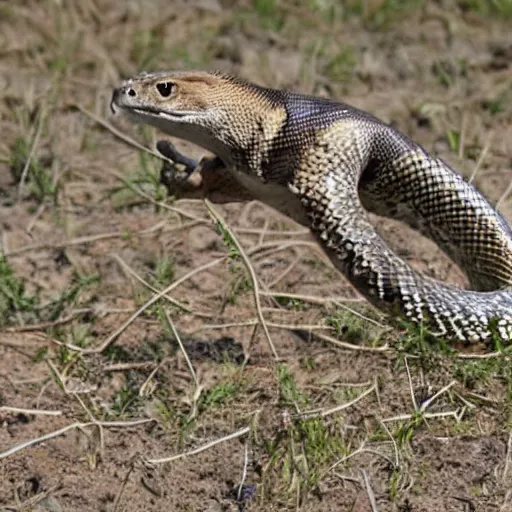 Prompt: hybrid animal of rattlesnake and falcon