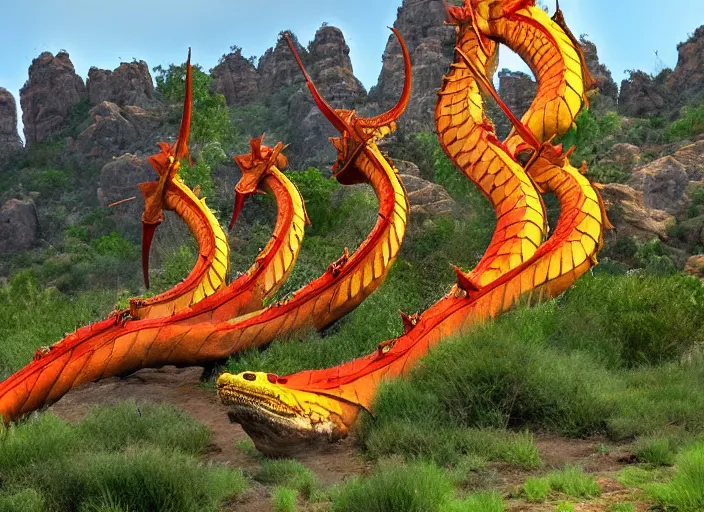 Image similar to two dueling dragons, vivid