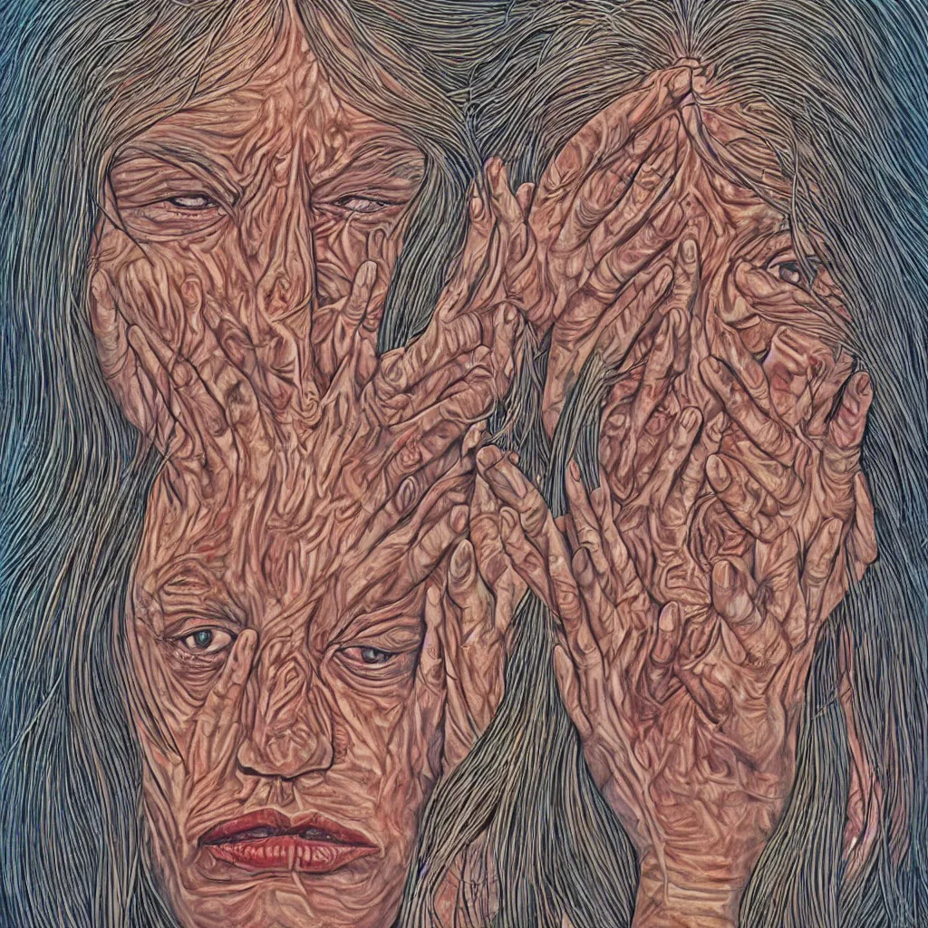 Image similar to women crying, alex grey