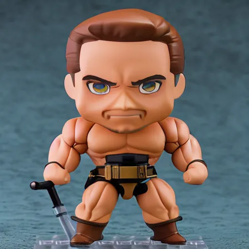 Prompt: strong arnold schwarzenegger as nendoroid!, kodak film