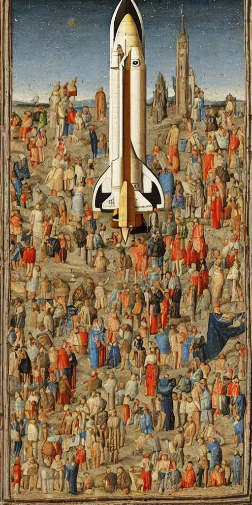 Image similar to the space shuttle launch in medieval art