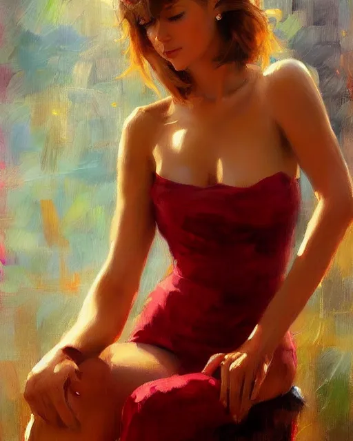 Image similar to a fine art painting of a pretty woman by richard s. johnson, deviantart, figurative art, fine art